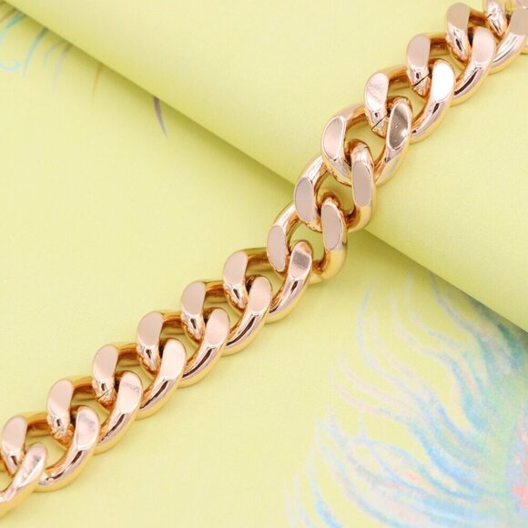 "Polished Rose Gold Chain Bracelet, Gold Plated, XPBL0888 - Picture 5 of 12